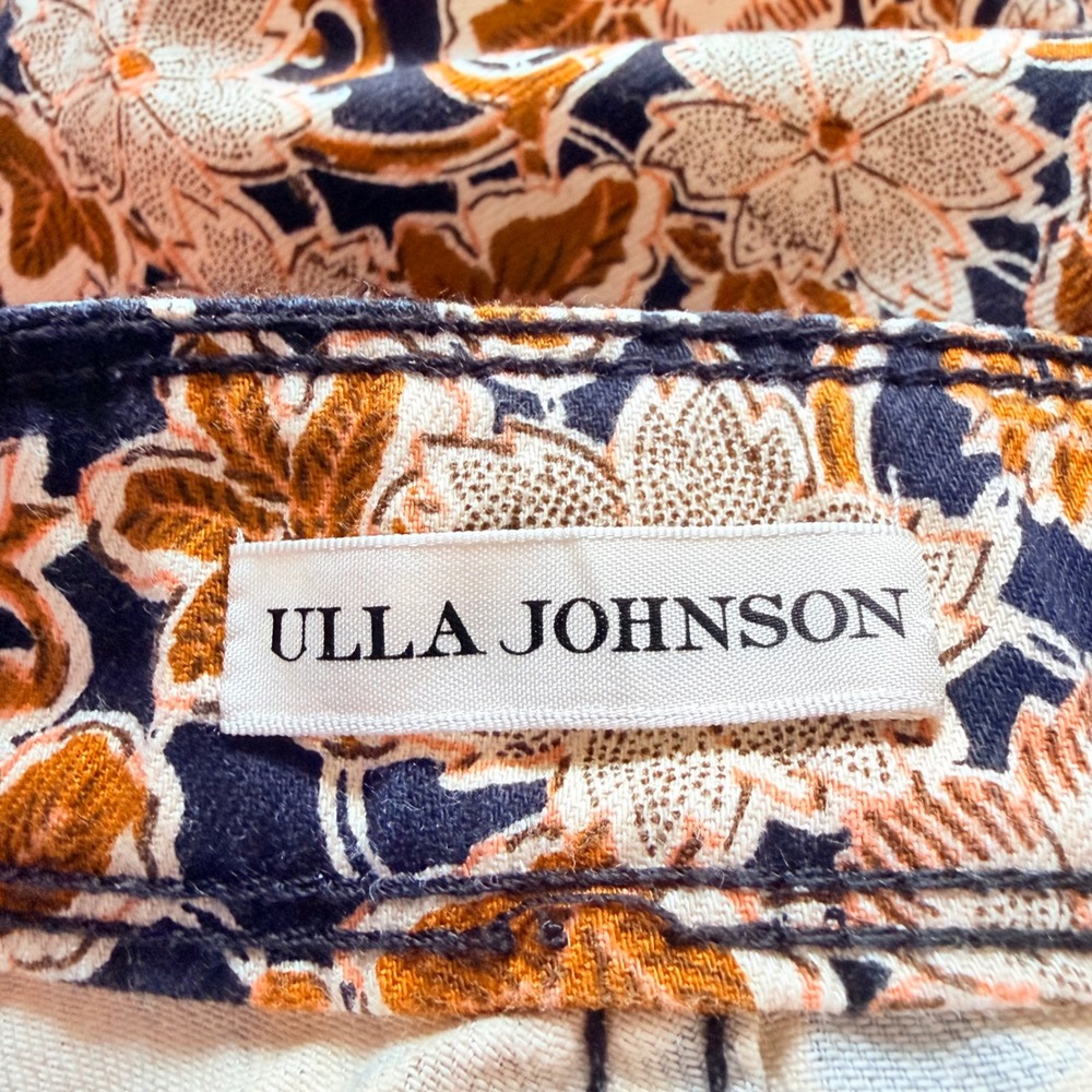 Ulla Johnson Apollo‎ Jeans Bronze Floral High Rise Button Fly Tapered Size 6 - Picture 8 of 9